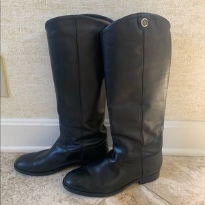 Frye leather tall shaft black boots size 7 1/2